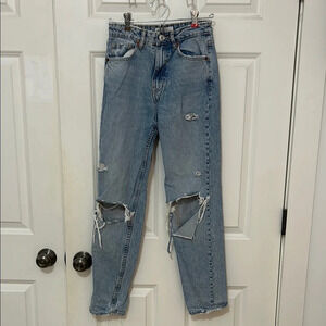 Zara Distressed Light Blue Women's Jeans size 0 ripped high waist